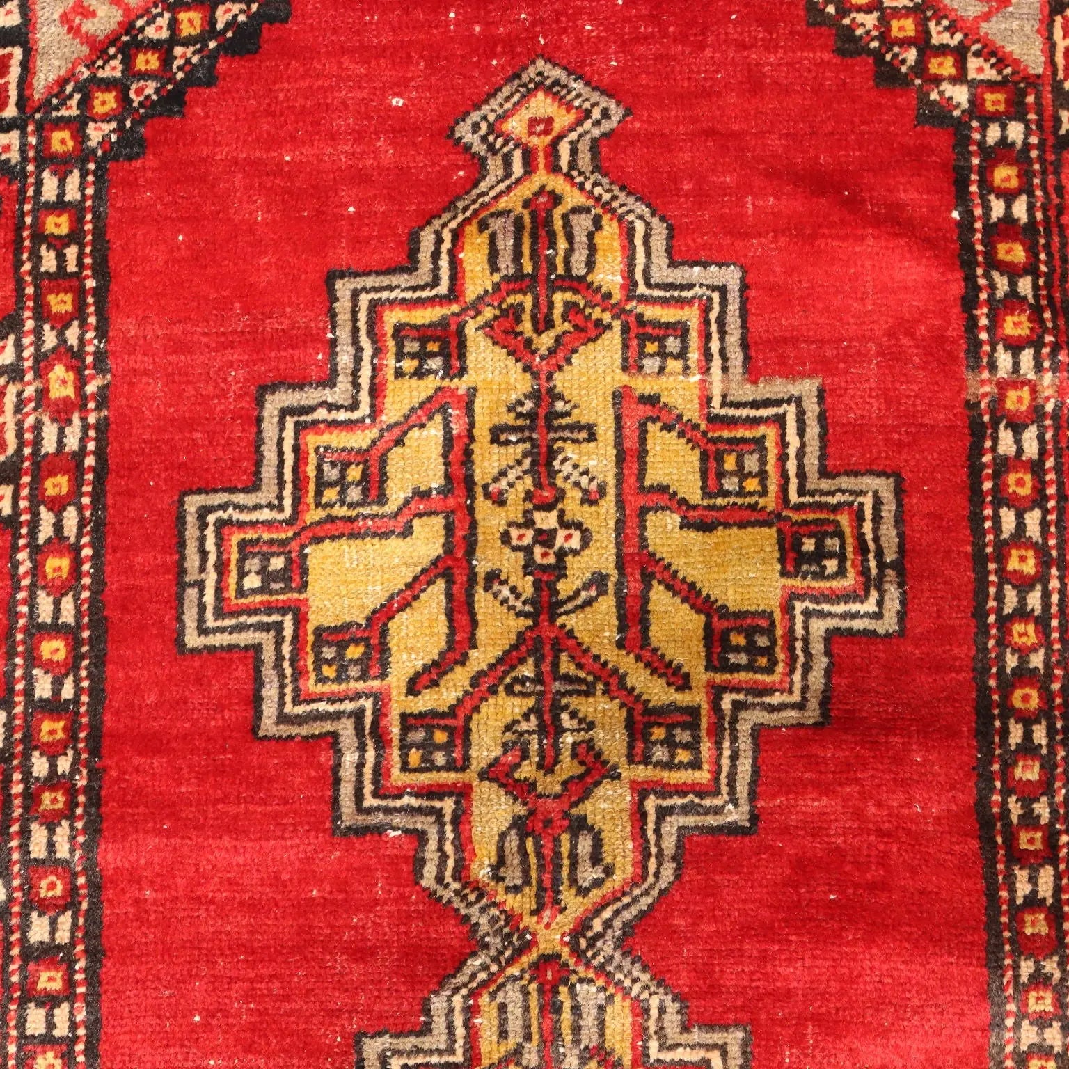 Antique Anatolian Carpet Cotton Wool Heavy Knot 75 x 46 In