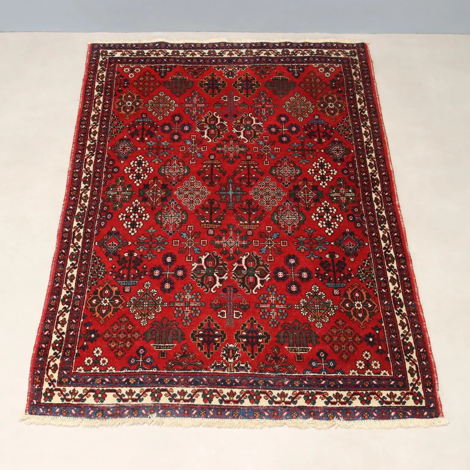 Antique Asian Carpet Cotton Wool Thin Knot 59 x 42 In - 59 x 42 In | Antiques | Carpets