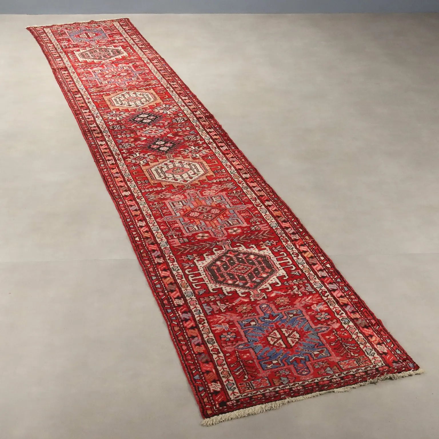 Antique Asian Carpet Cotton Wool Heavy Knot Handmade 191 x 34 In - 191 x 34 In | Antiques | Carpets