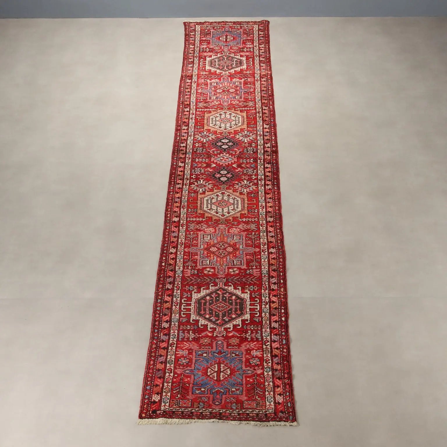 Antique Asian Carpet Cotton Wool Heavy Knot Handmade 191 x 34 In - 191 x 34 In | Antiques | Carpets