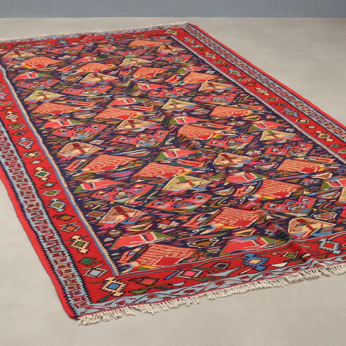 Antique Kilim Carpet Wool Thin Knot Handmade Turkey 94 x 67 In - 94 x 67 In | Antiques | Carpets