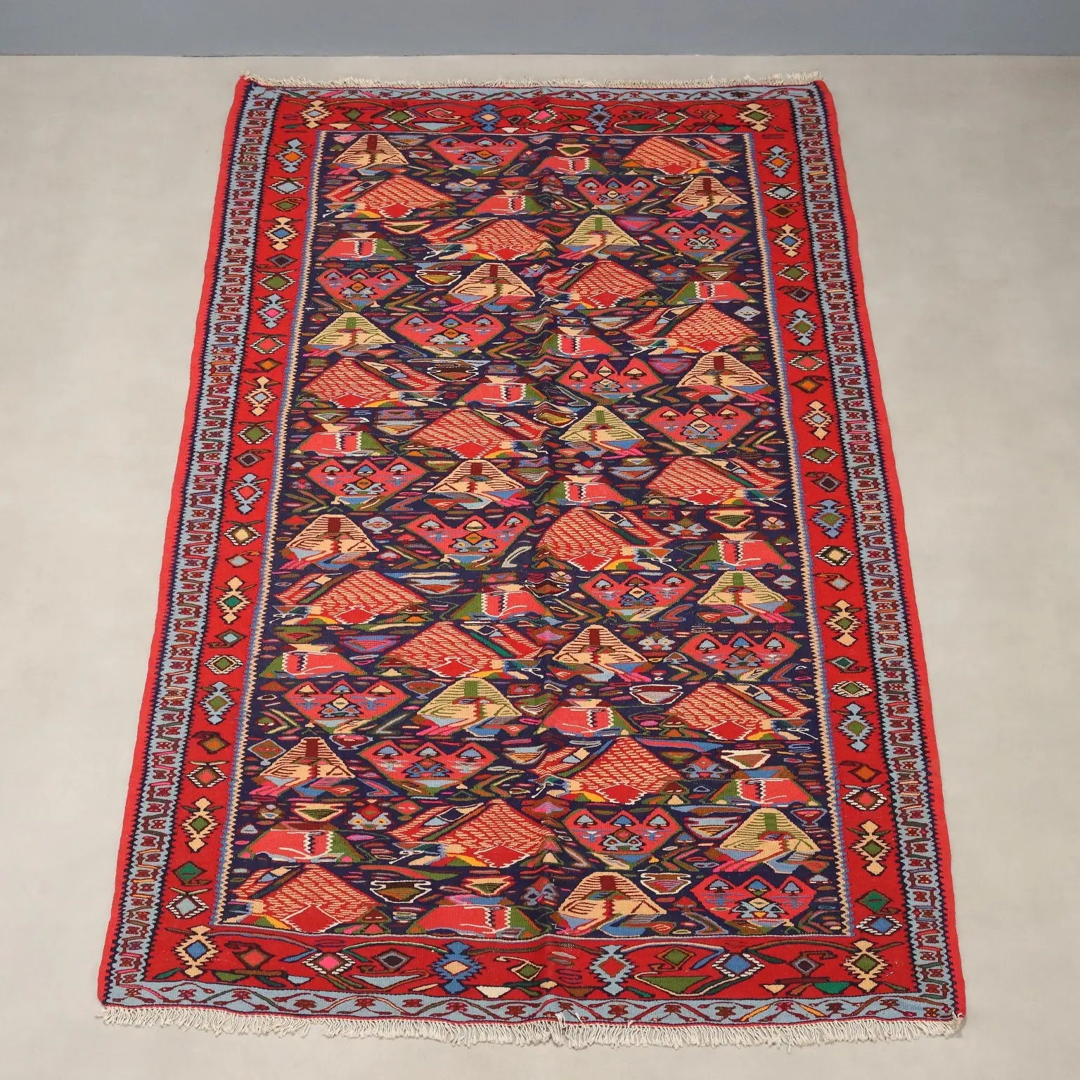 Antique Kilim Carpet Wool Thin Knot Handmade Turkey 94 x 67 In - 94 x 67 In | Antiques | Carpets