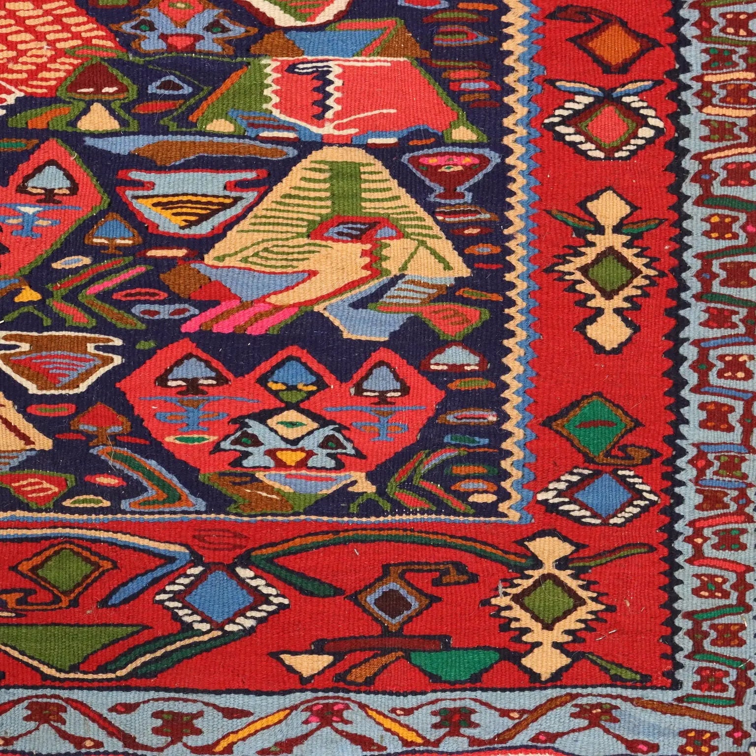 Antique Kilim Carpet Wool Thin Knot Handmade Turkey 94 x 67 In - 94 x 67 In | Antiques | Carpets