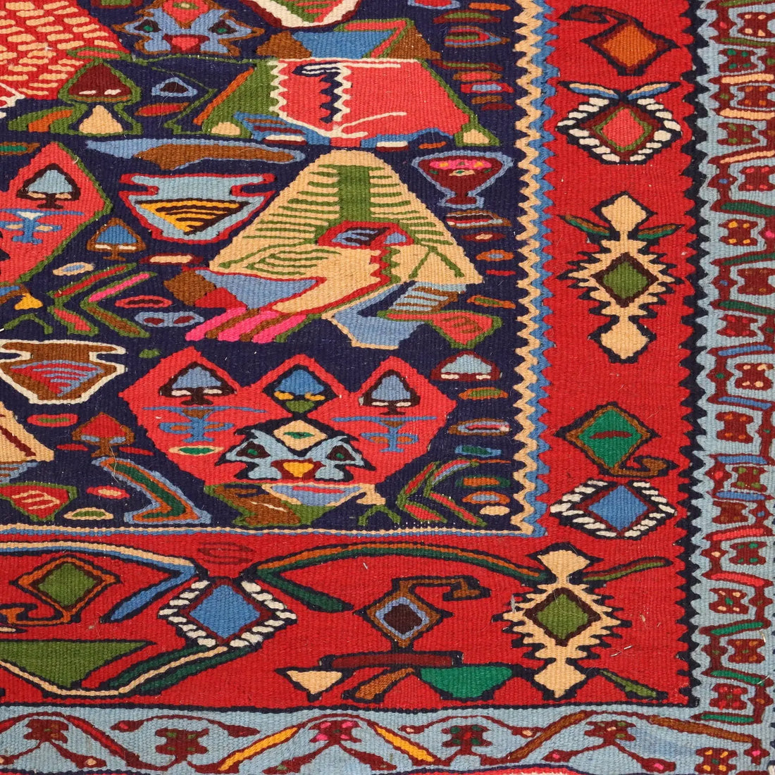 Antique Kilim Carpet Wool Thin Knot Handmade Turkey 94 x 67 In - 94 x 67 In | Antiques | Carpets