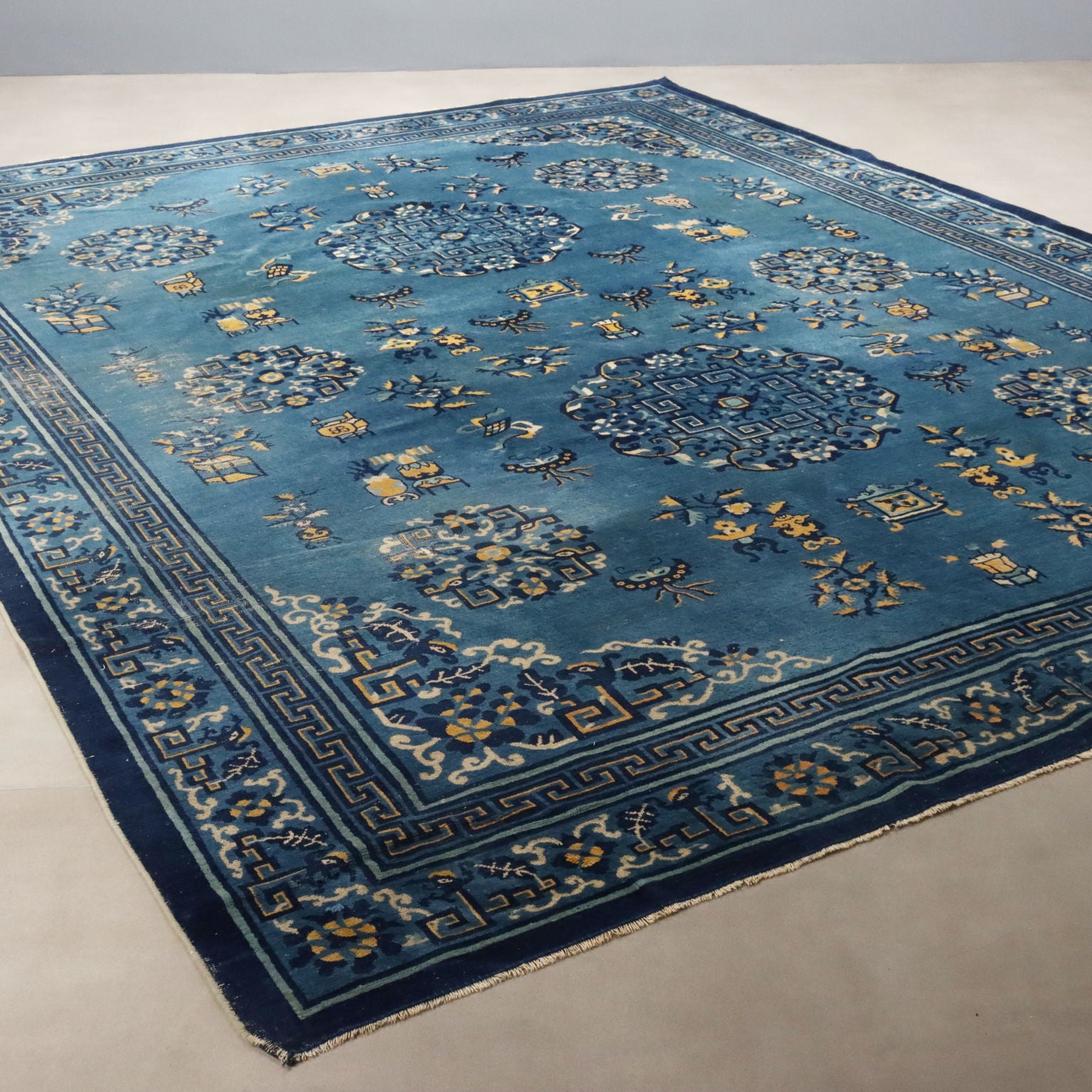 Antique Beijing Carpet Cotton Wool Extra-Thin Knot 138 x 106 In