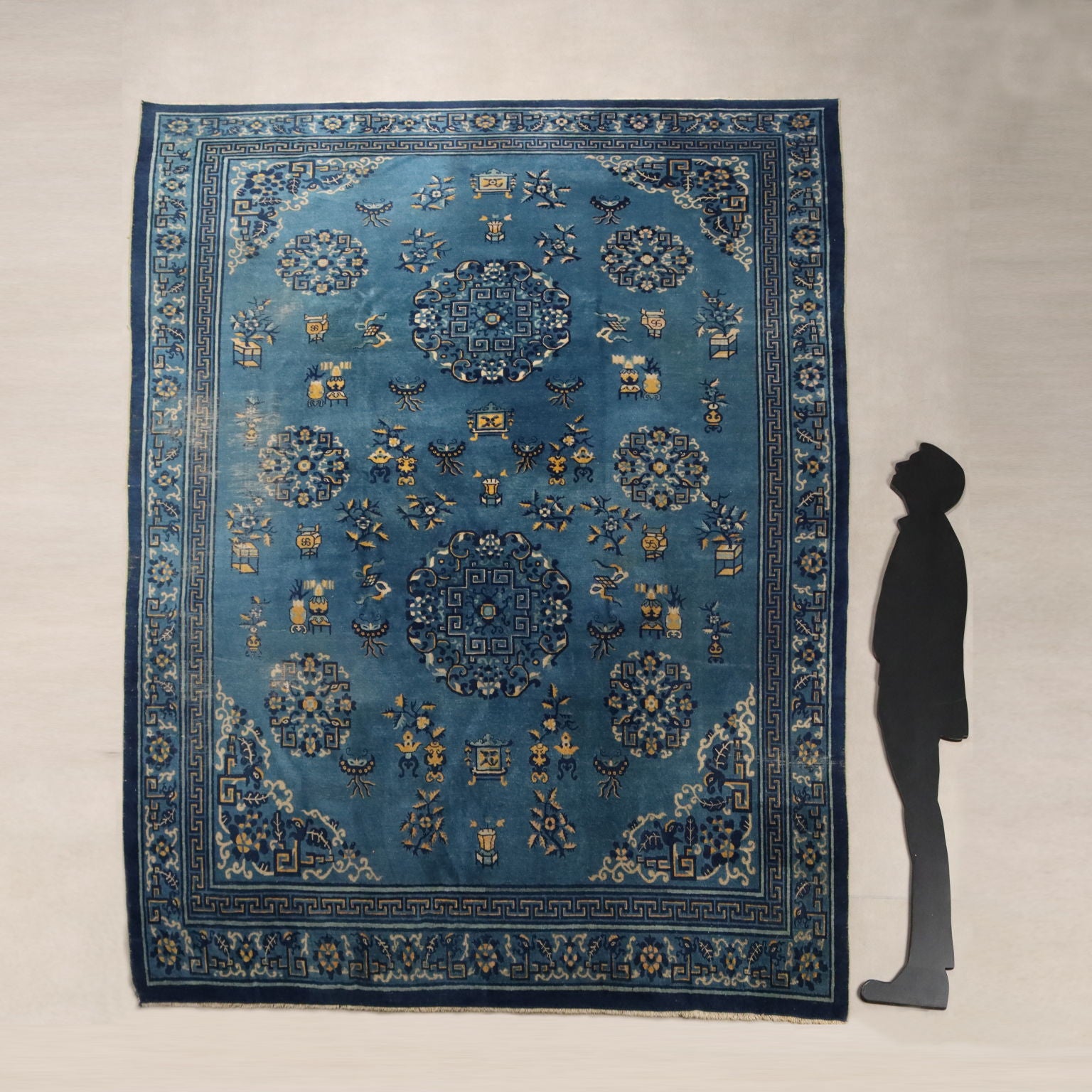 Antique Beijing Carpet Cotton Wool Extra-Thin Knot 138 x 106 In