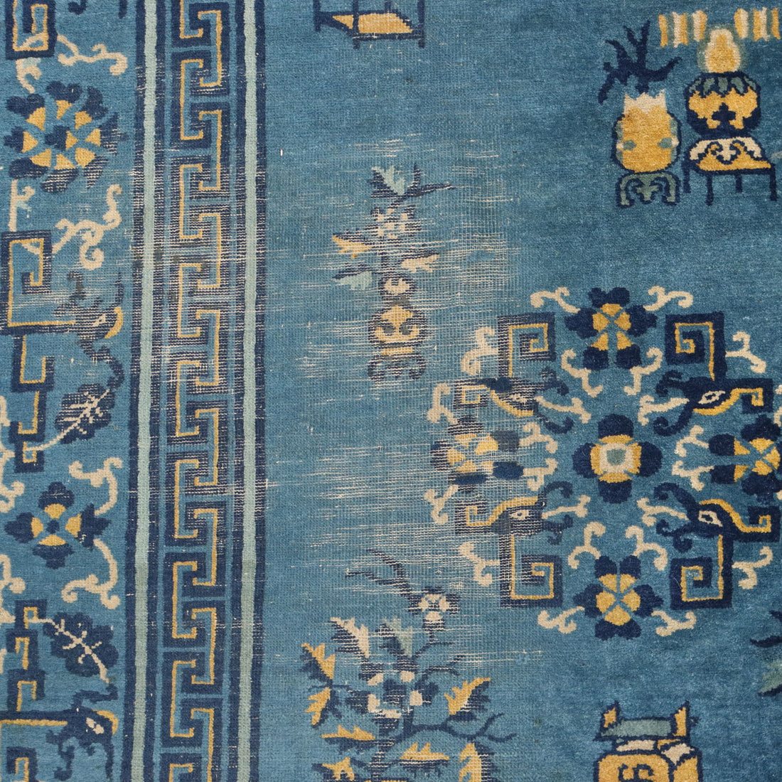 Antique Beijing Carpet Cotton Wool Extra-Thin Knot 138 x 106 In