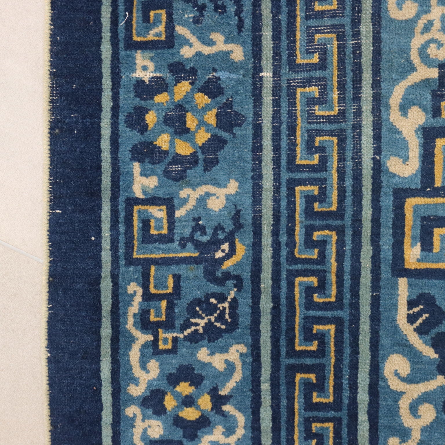 Antique Beijing Carpet Cotton Wool Extra-Thin Knot 138 x 106 In