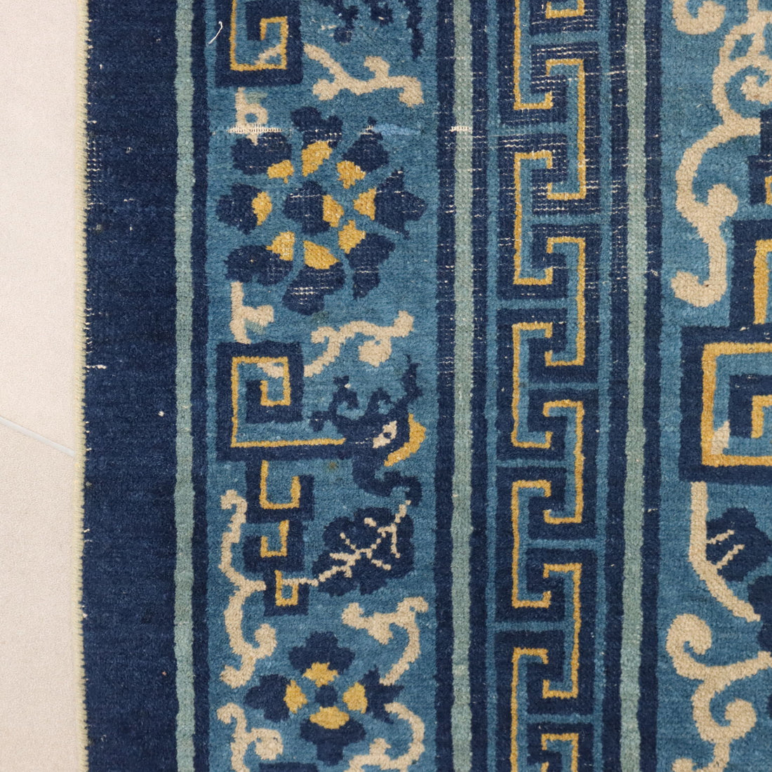 Antique Beijing Carpet Cotton Wool Extra-Thin Knot 138 x 106 In