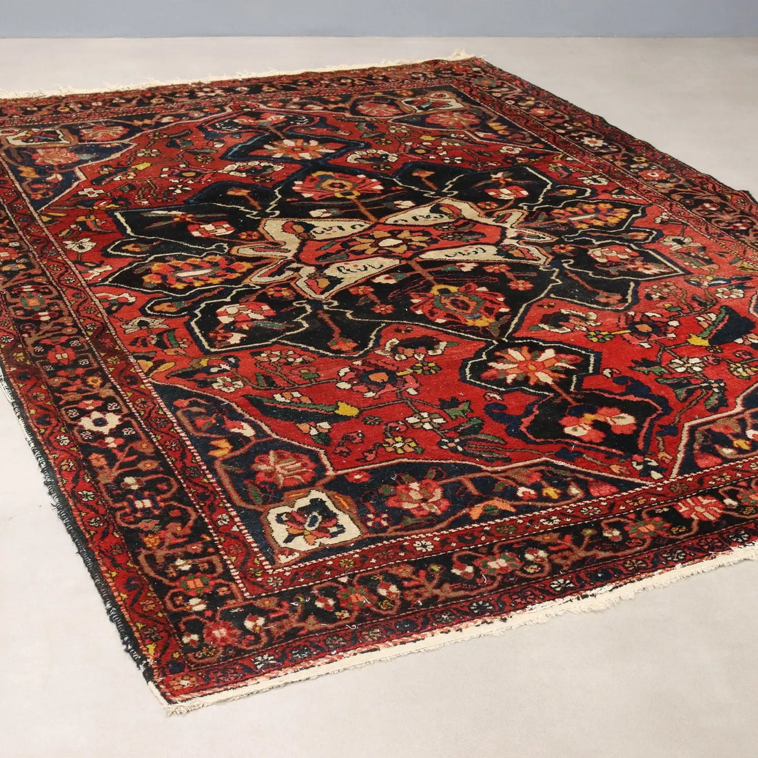 Antique Asian Carpet Cotton Wool Thin Knot 96 x 75 In