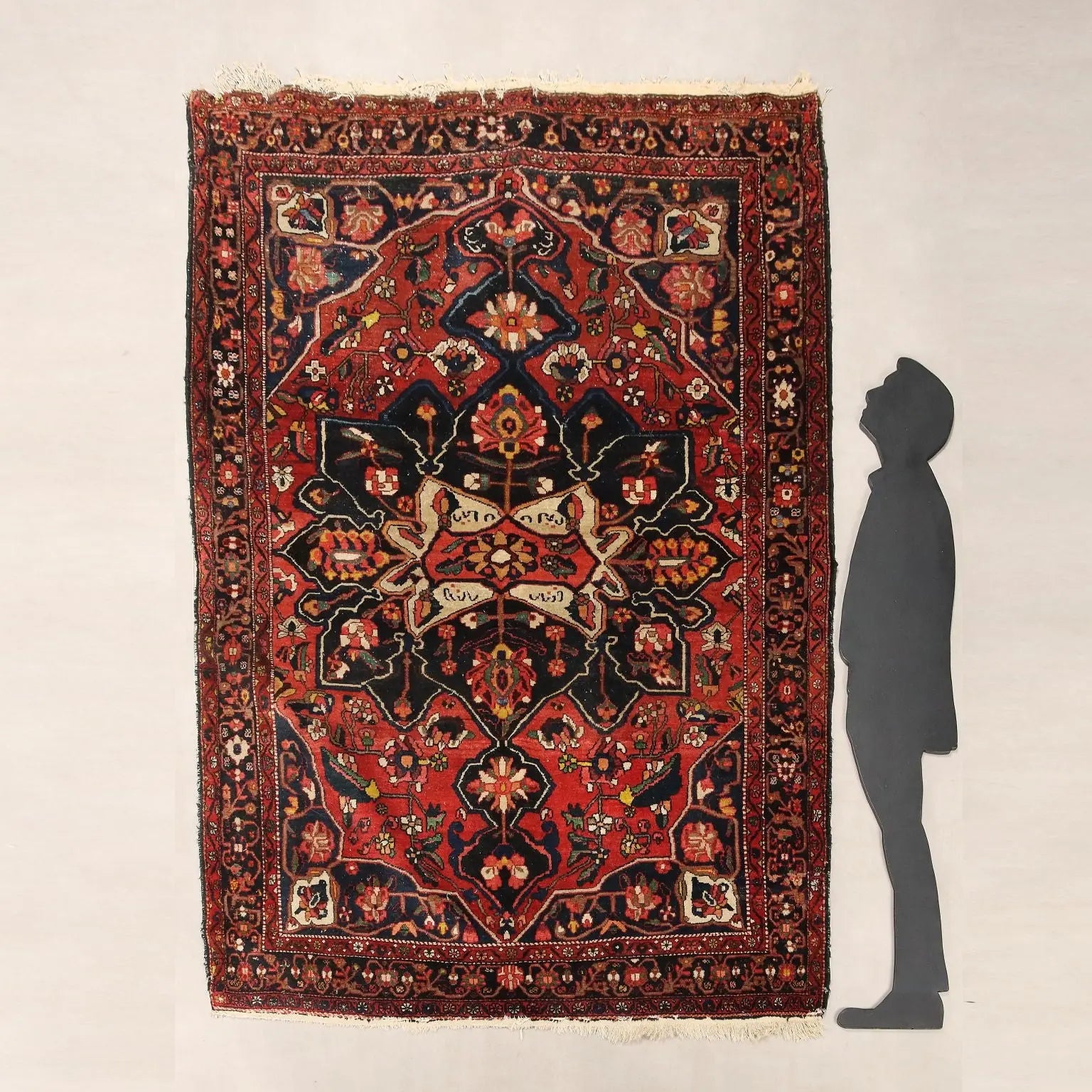 Antique Asian Carpet Cotton Wool Thin Knot 96 x 75 In