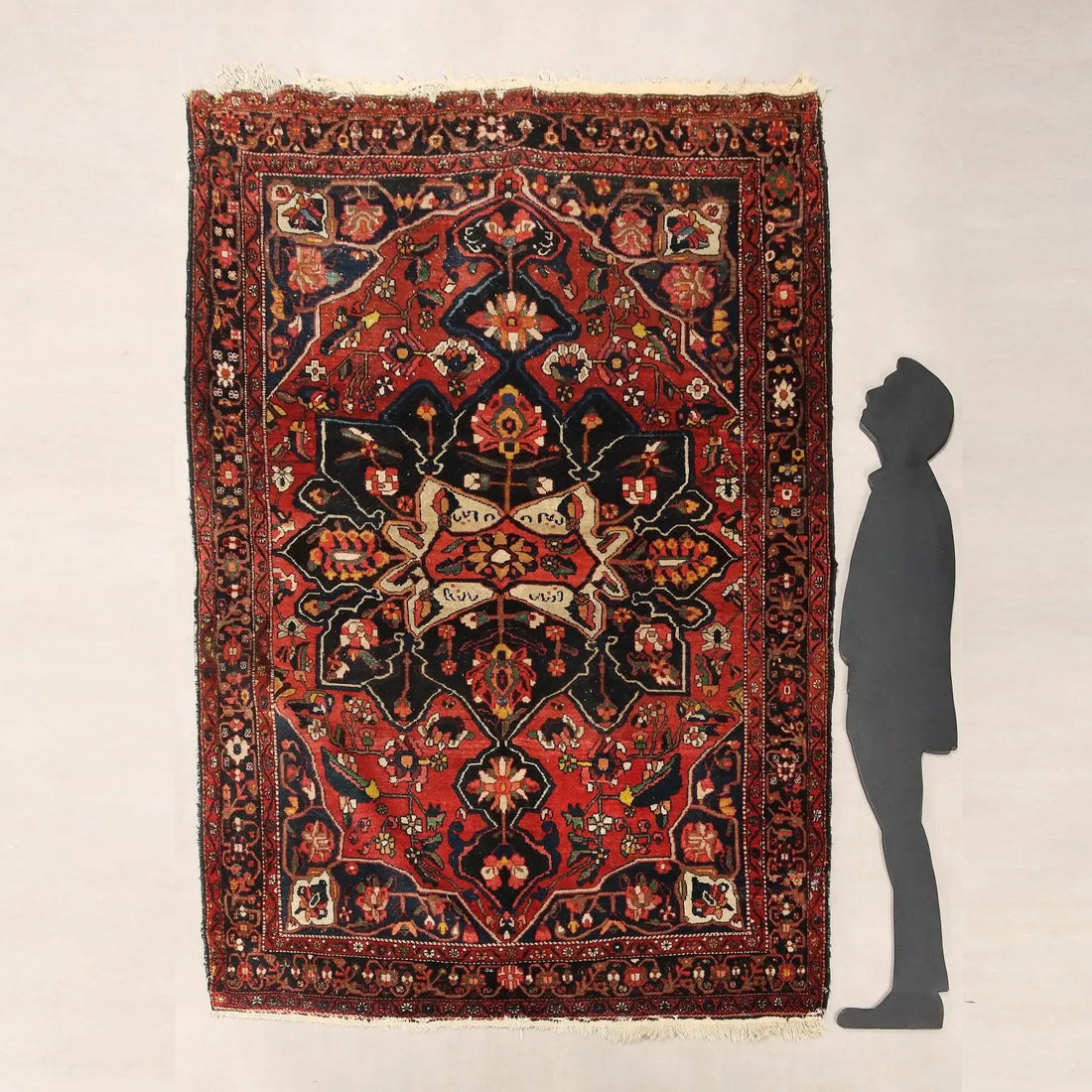 Antique Asian Carpet Cotton Wool Thin Knot 96 x 75 In
