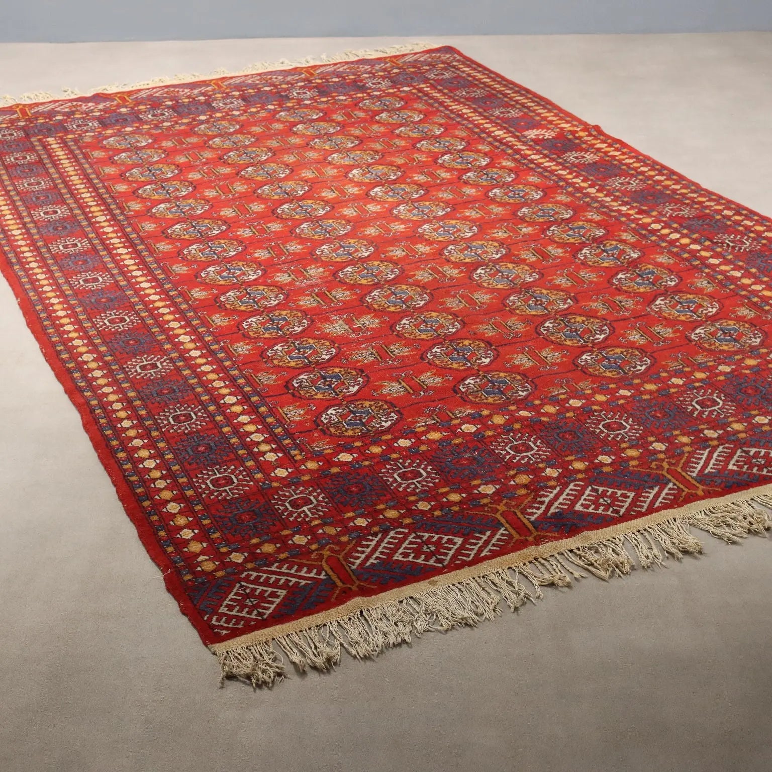 Antique Bukhara Carpet Cotton Wool Thin Knot 112 x 72 In - 112 x 72 In | Antiques | Carpets