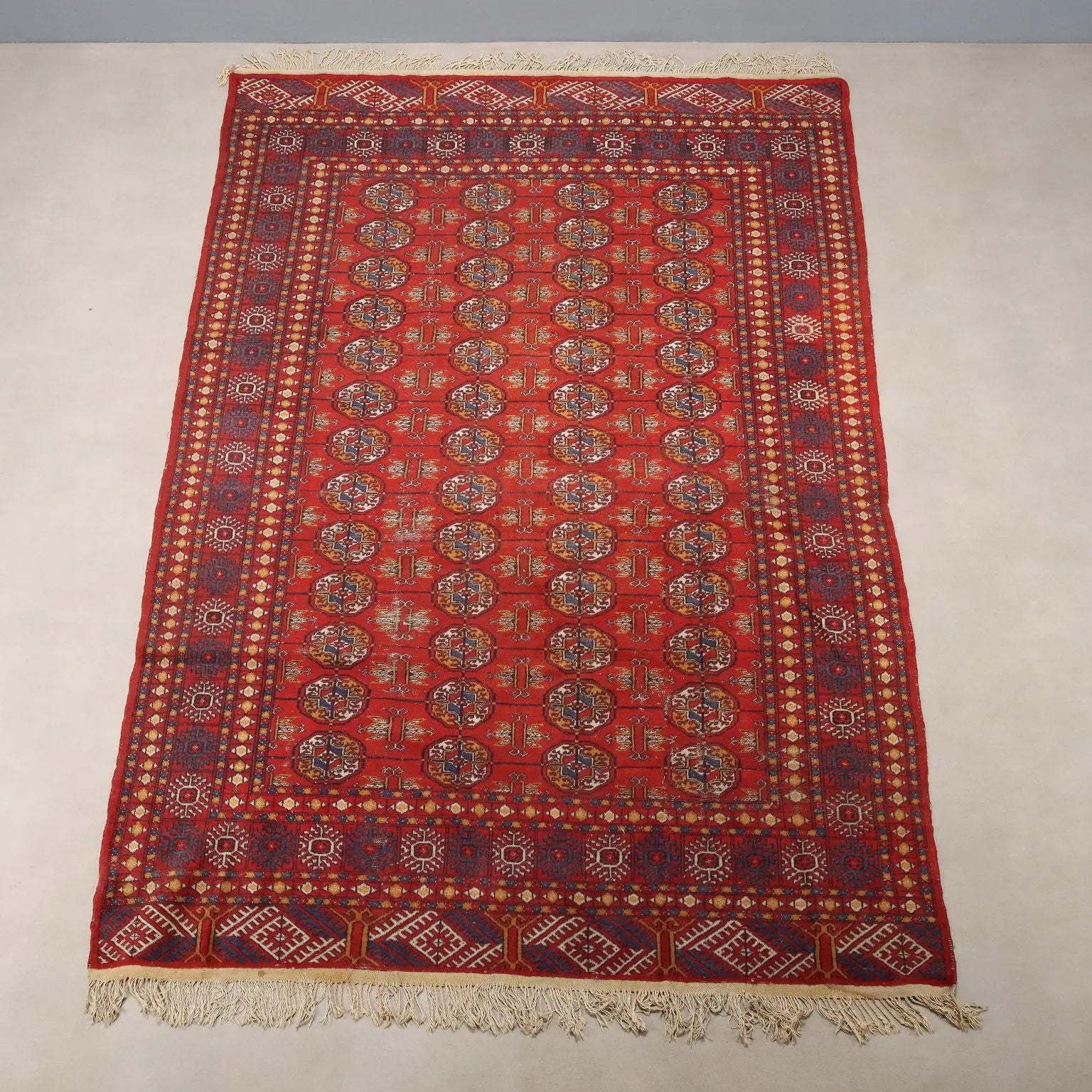 Antique Bukhara Carpet Cotton Wool Thin Knot 112 x 72 In - 112 x 72 In | Antiques | Carpets