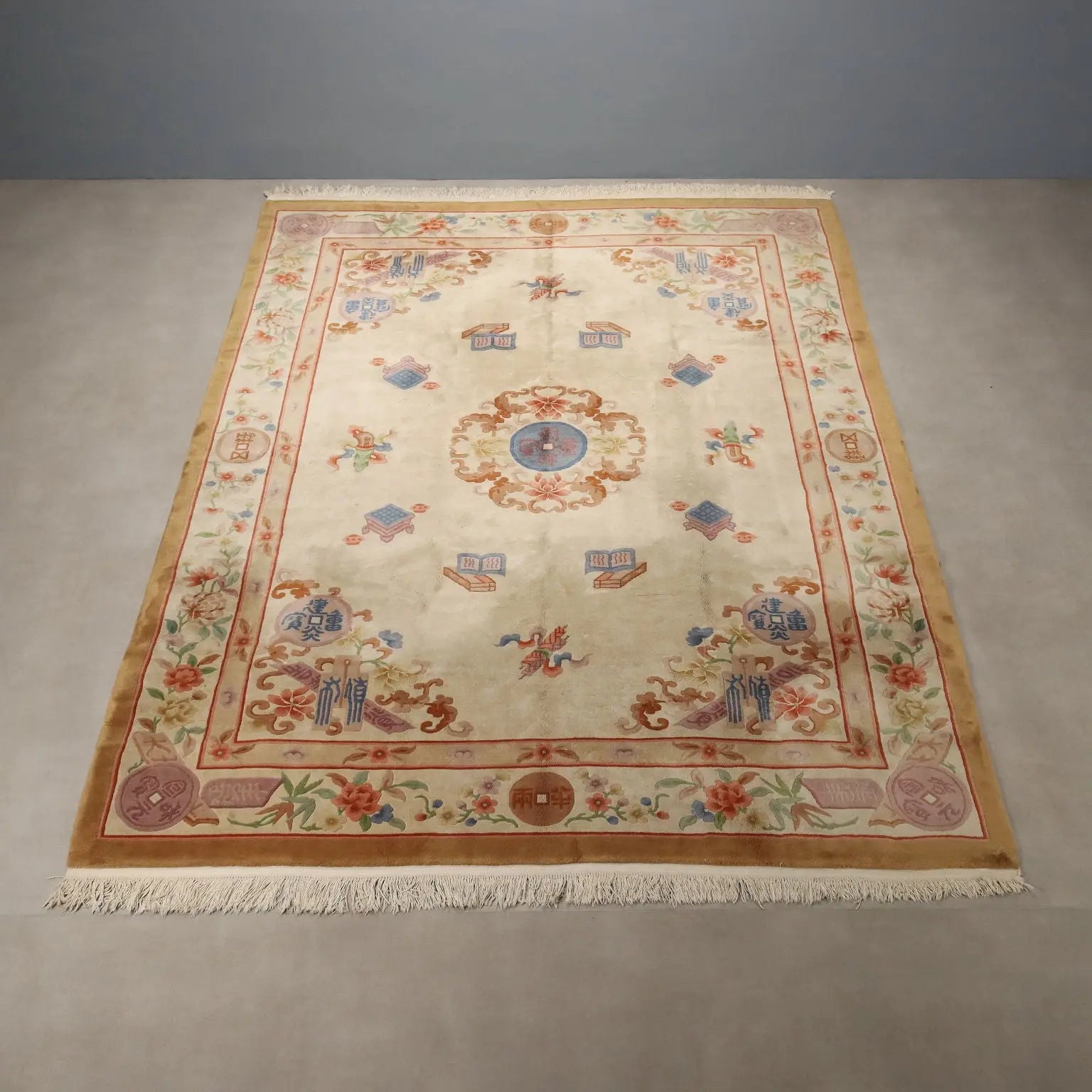Antique Beijing Carpet Cotton Wool Heavy Knot 150 x 108 In - 150 x 108 In | Antiques | Carpets