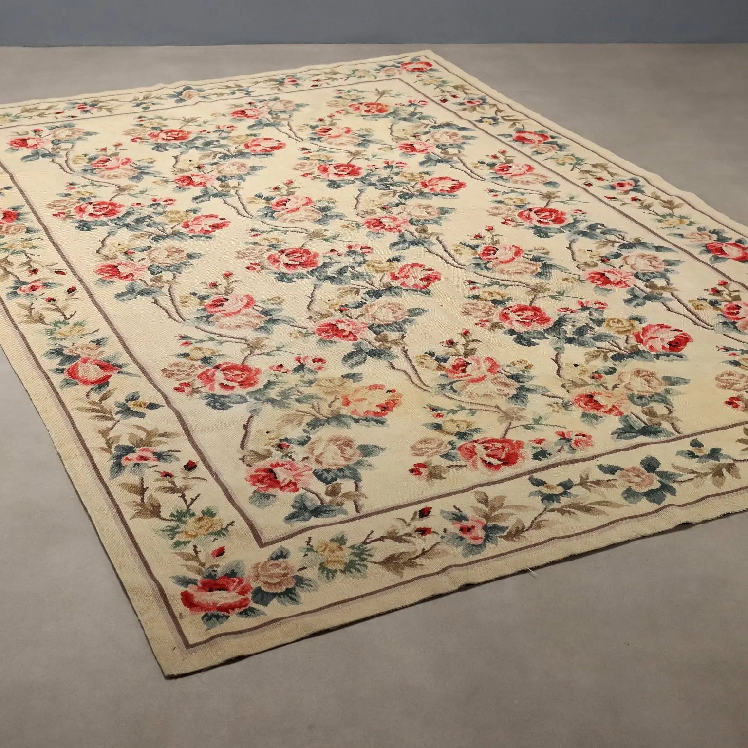 Antique Aobusson Carpet Wool Extra-Thin Knot China 105 x 52 In - 105 x 52 In | Antiques | Carpets