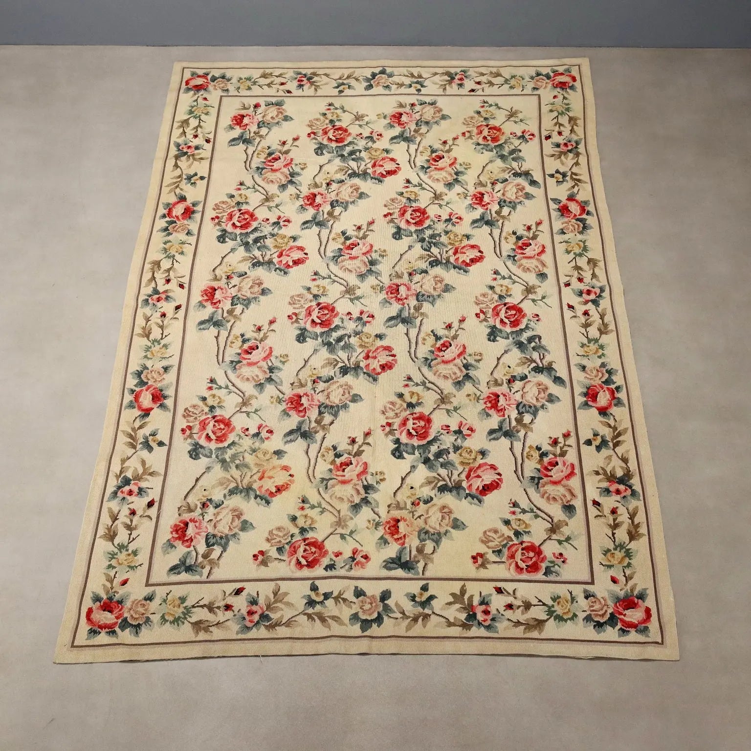 Antique Aobusson Carpet Wool Extra-Thin Knot China 105 x 52 In - 105 x 52 In | Antiques | Carpets