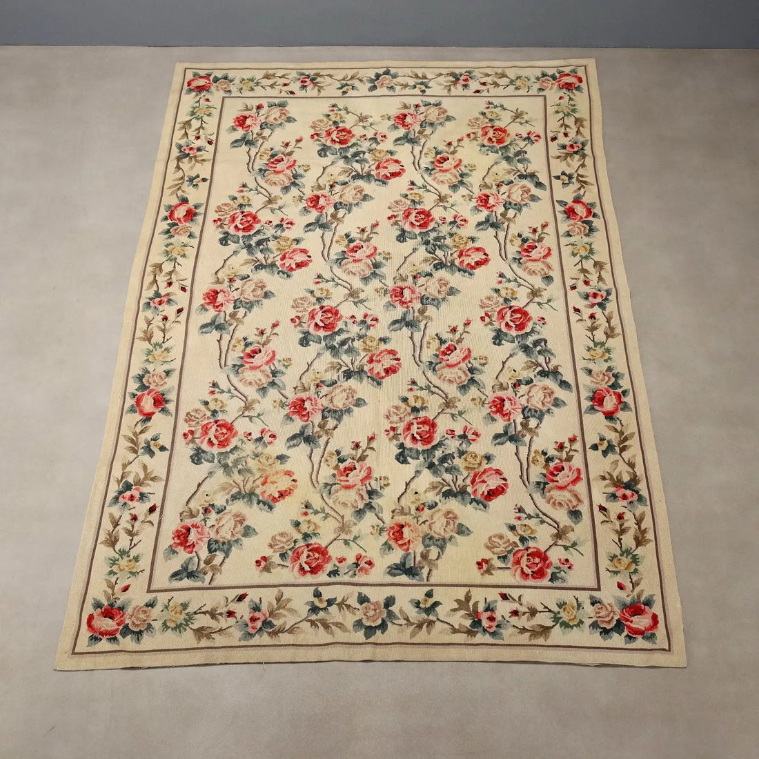 Antique Aobusson Carpet Wool Extra-Thin Knot China 105 x 52 In - 105 x 52 In | Antiques | Carpets