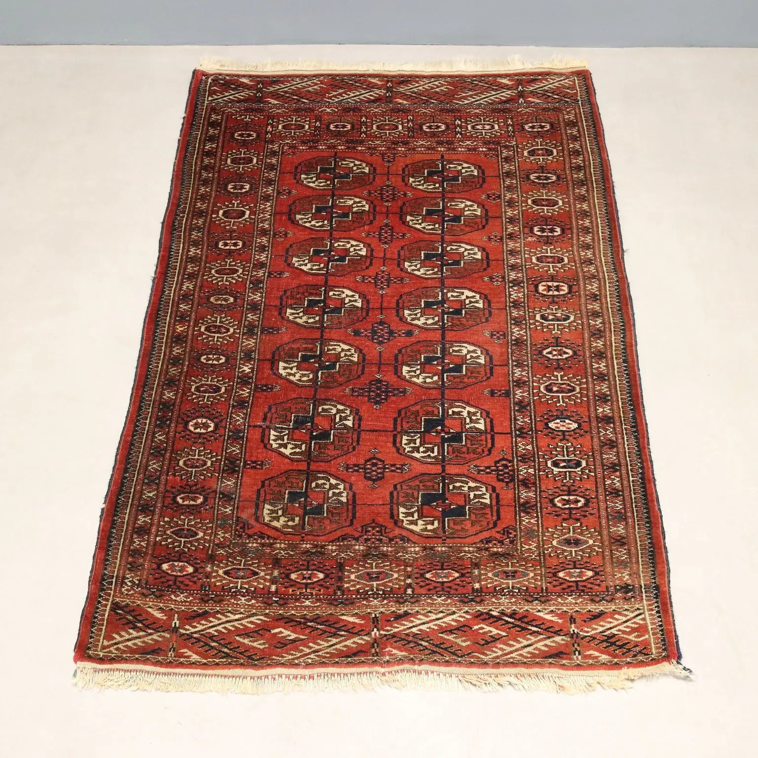 Antique Bukhara Carpet Wool Thin Knot Handmade 58 x 38 In - 58 x 38 In | Antiques | Carpets