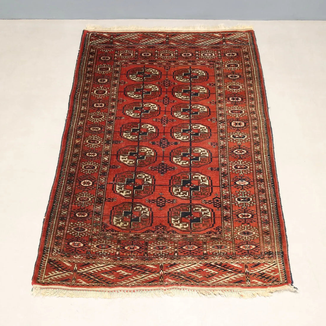 Antique Bukhara Carpet Wool Thin Knot Handmade 58 x 38 In - 58 x 38 In | Antiques | Carpets