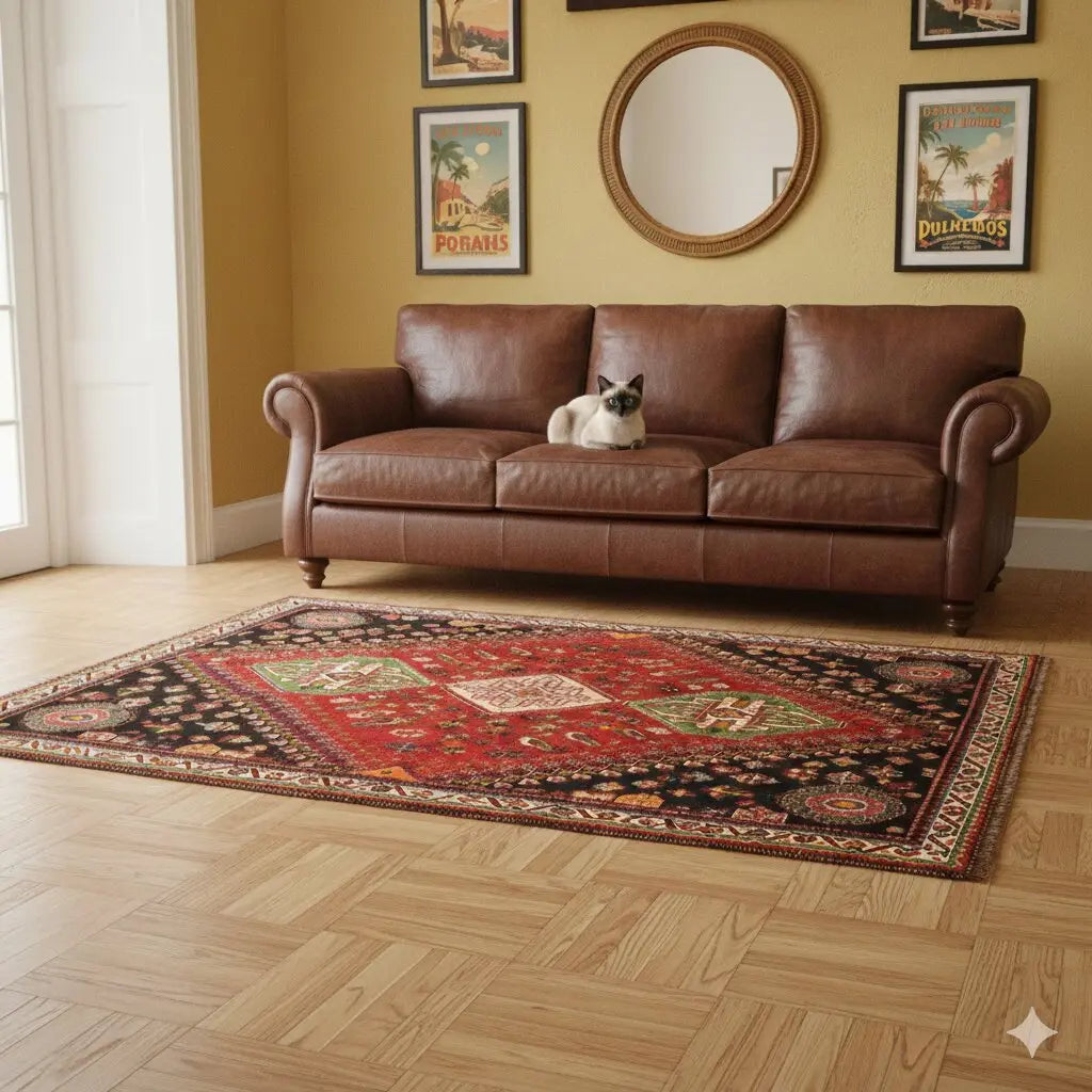 Antique Asian Carpet Wool Heavy Knot Handmade 66 x 47 In - 66 x 47 In | Antiques | Carpets