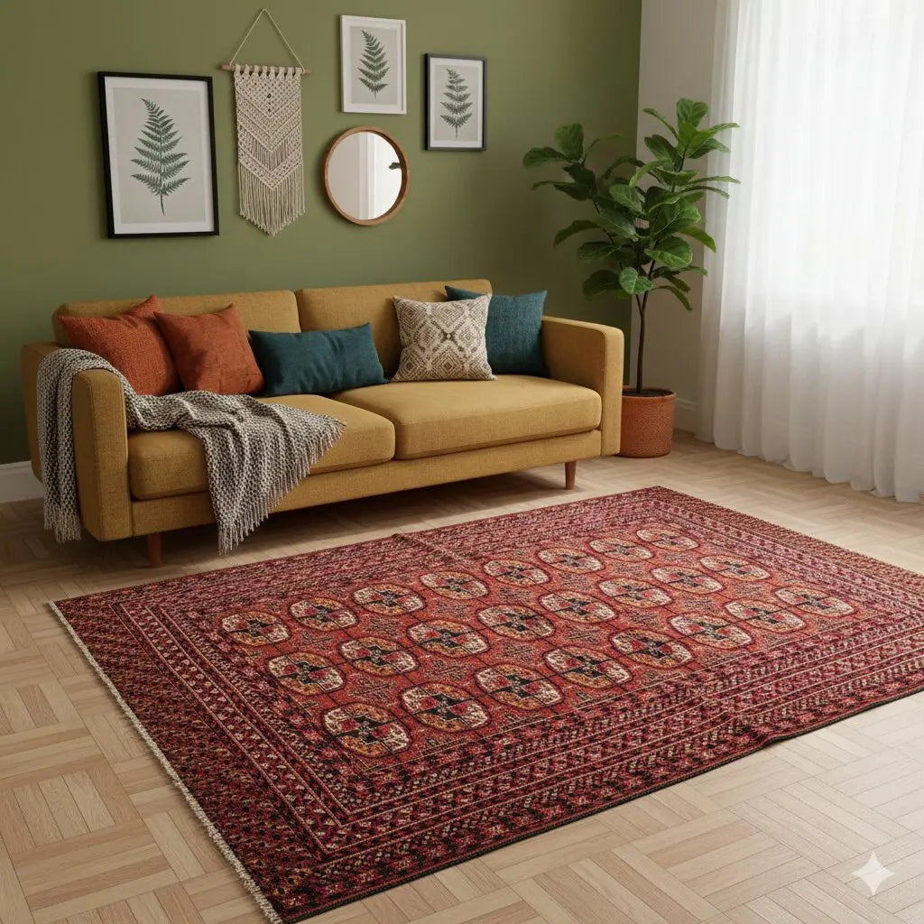 Antique Bukhara Carpet Wool Extra-Thin Knot Handmade 67 x 47 In - 67 x 47 In | Antiques | Carpets