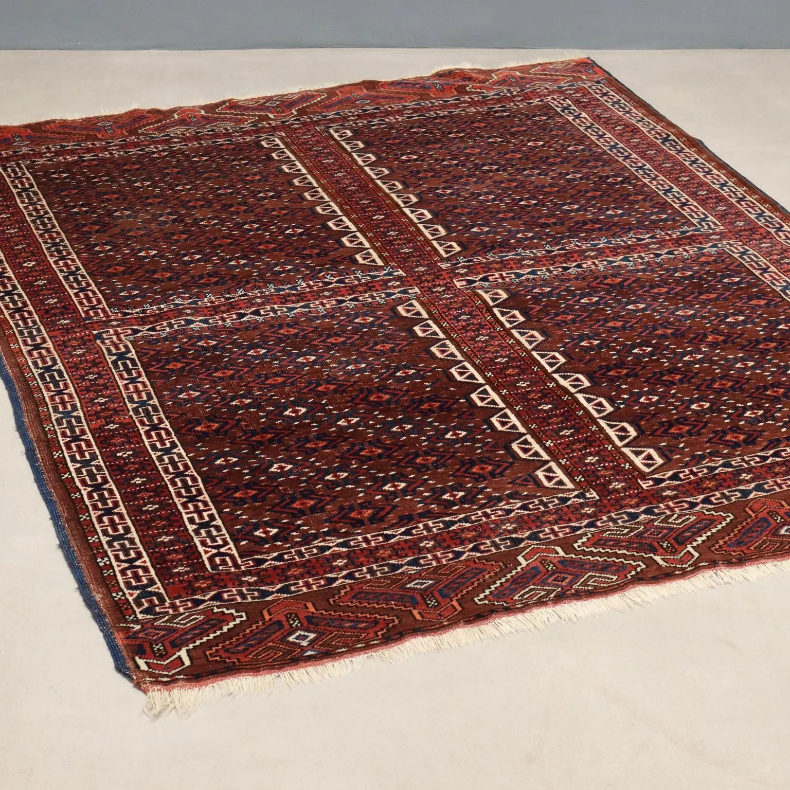 Antique Bukhara Catpet Wool Extra-Thin Knot Turkmenistan 65 x 54 In - 65 x 54 In | Antiques | Carpets