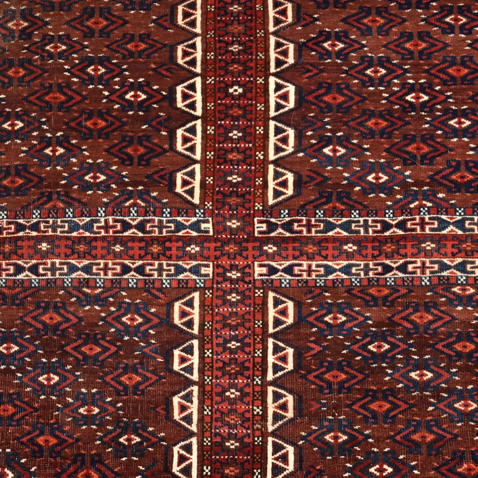 Antique Bukhara Catpet Wool Extra-Thin Knot Turkmenistan 65 x 54 In - 65 x 54 In | Antiques | Carpets