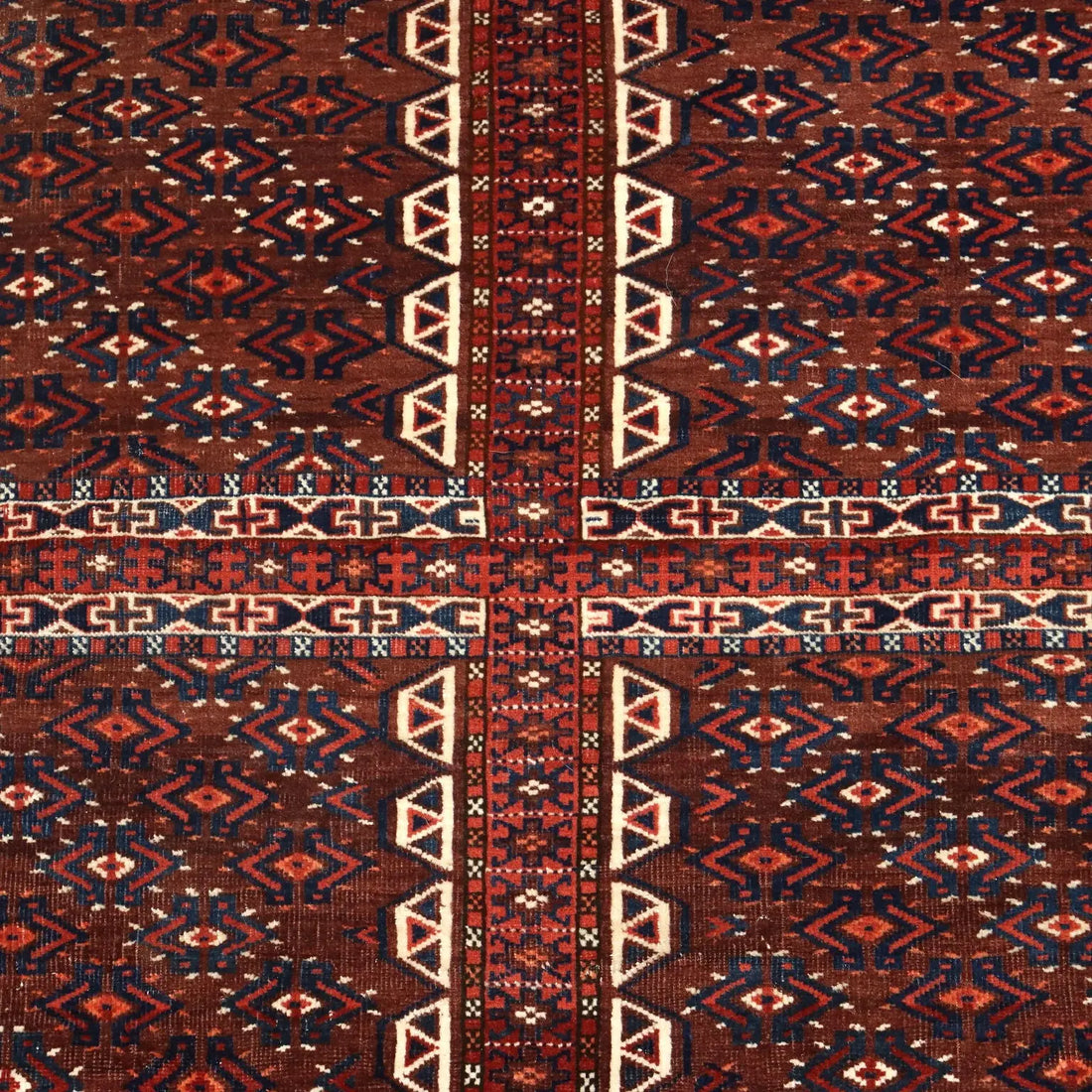 Antique Bukhara Catpet Wool Extra-Thin Knot Turkmenistan 65 x 54 In - 65 x 54 In | Antiques | Carpets