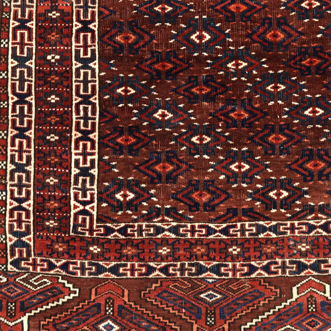 Antique Bukhara Catpet Wool Extra-Thin Knot Turkmenistan 65 x 54 In - 65 x 54 In | Antiques | Carpets