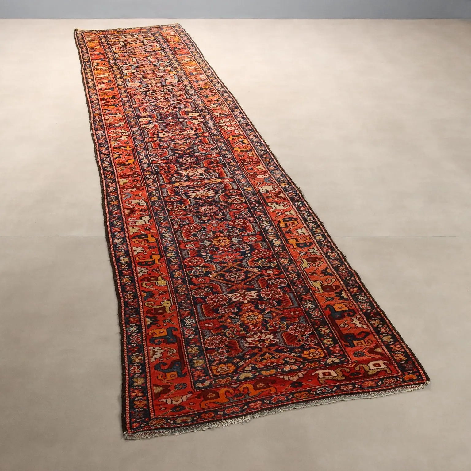 Antique Malayer Carpet Cotton Wool Heavy Knot 191 x 39 In