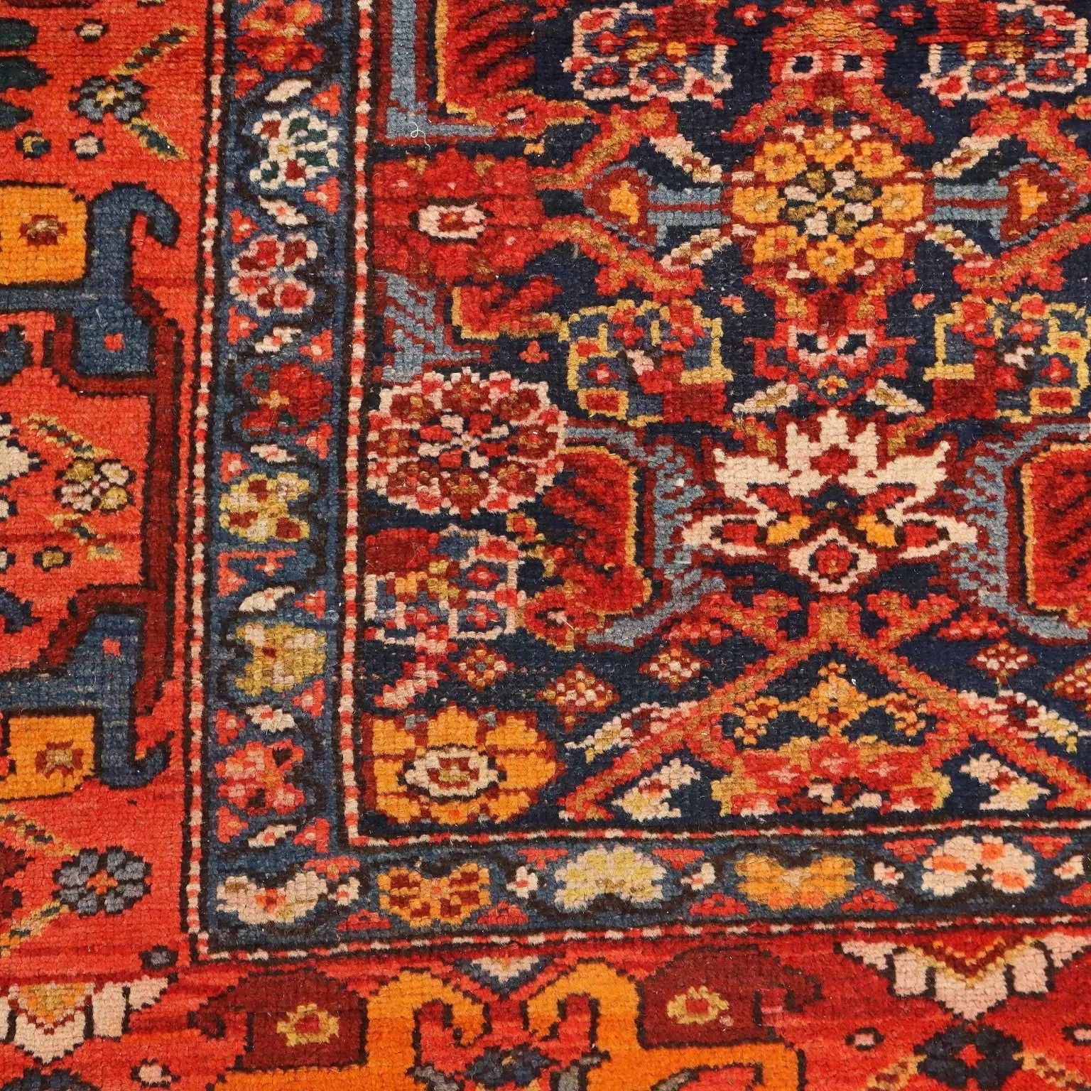 Antique Malayer Carpet Cotton Wool Heavy Knot 191 x 39 In