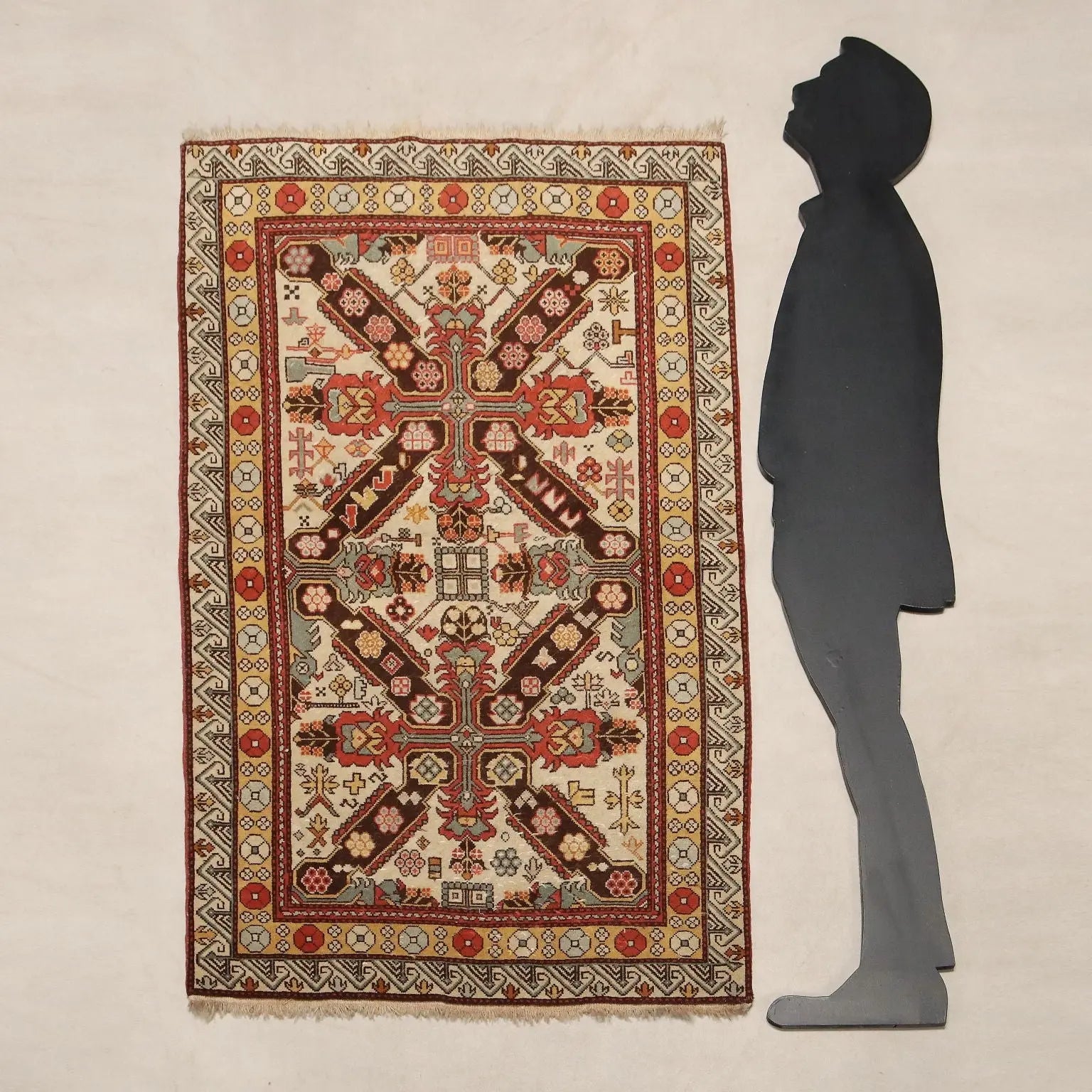 Antique Shirvan Carpet Wool Thin Knot Azerbaijan 62 x 41 In