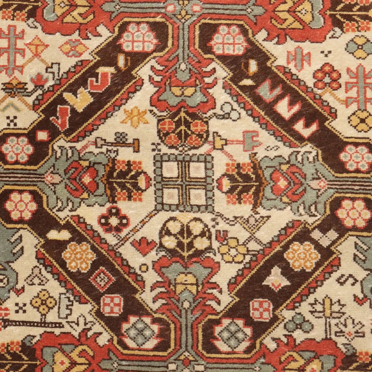 Antique Shirvan Carpet Wool Thin Knot Azerbaijan 62 x 41 In