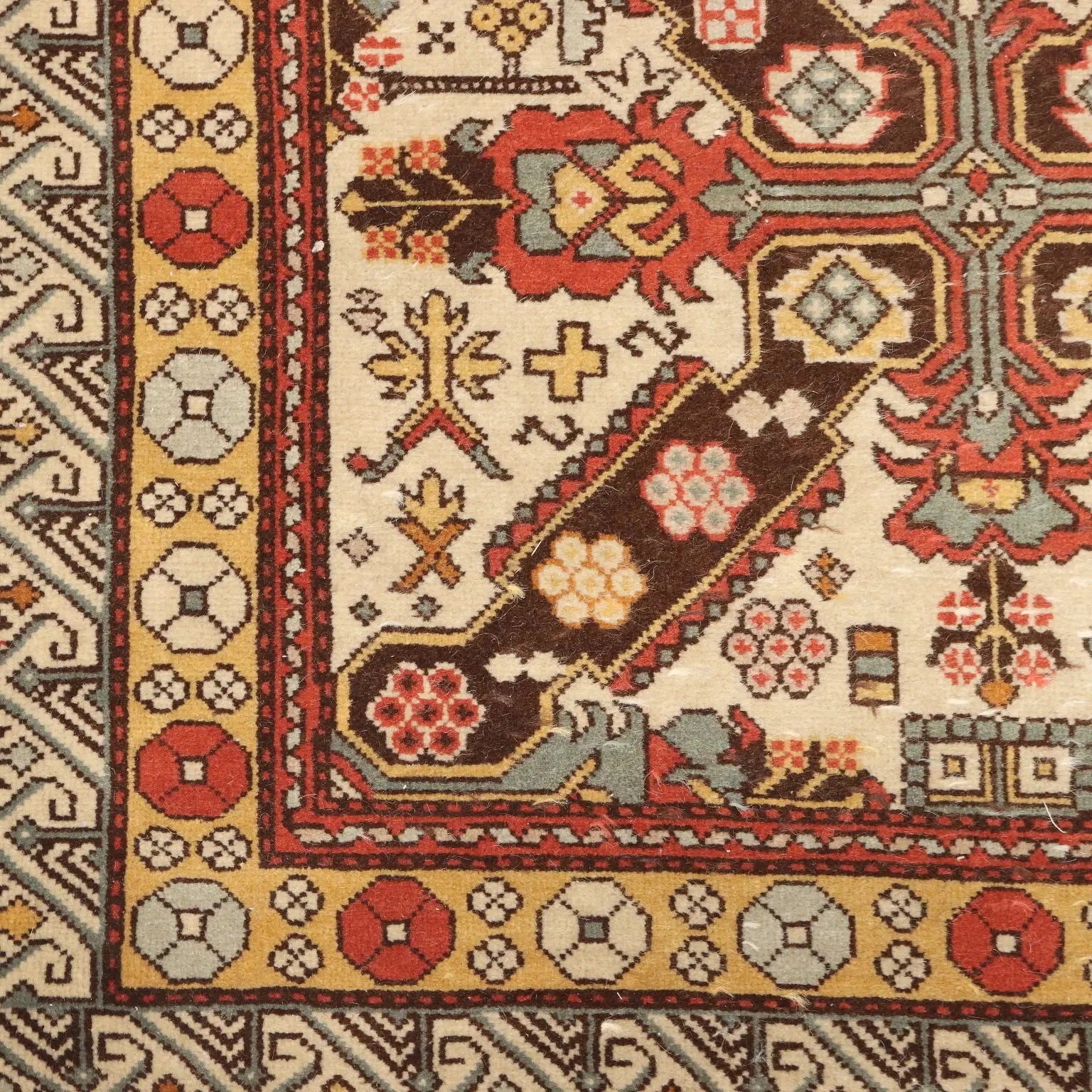 Antique Shirvan Carpet Wool Thin Knot Azerbaijan 62 x 41 In