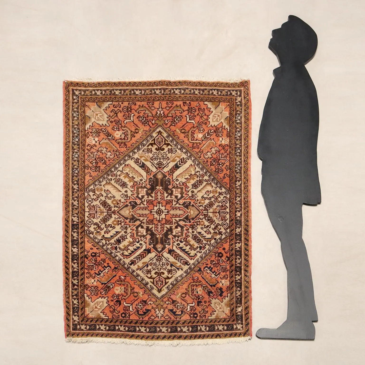 Antique Asian Carpet Cotton Wool Heavy Knot 58 x 40 In
