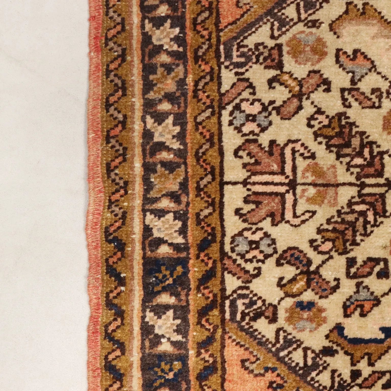 Antique Asian Carpet Cotton Wool Heavy Knot 58 x 40 In