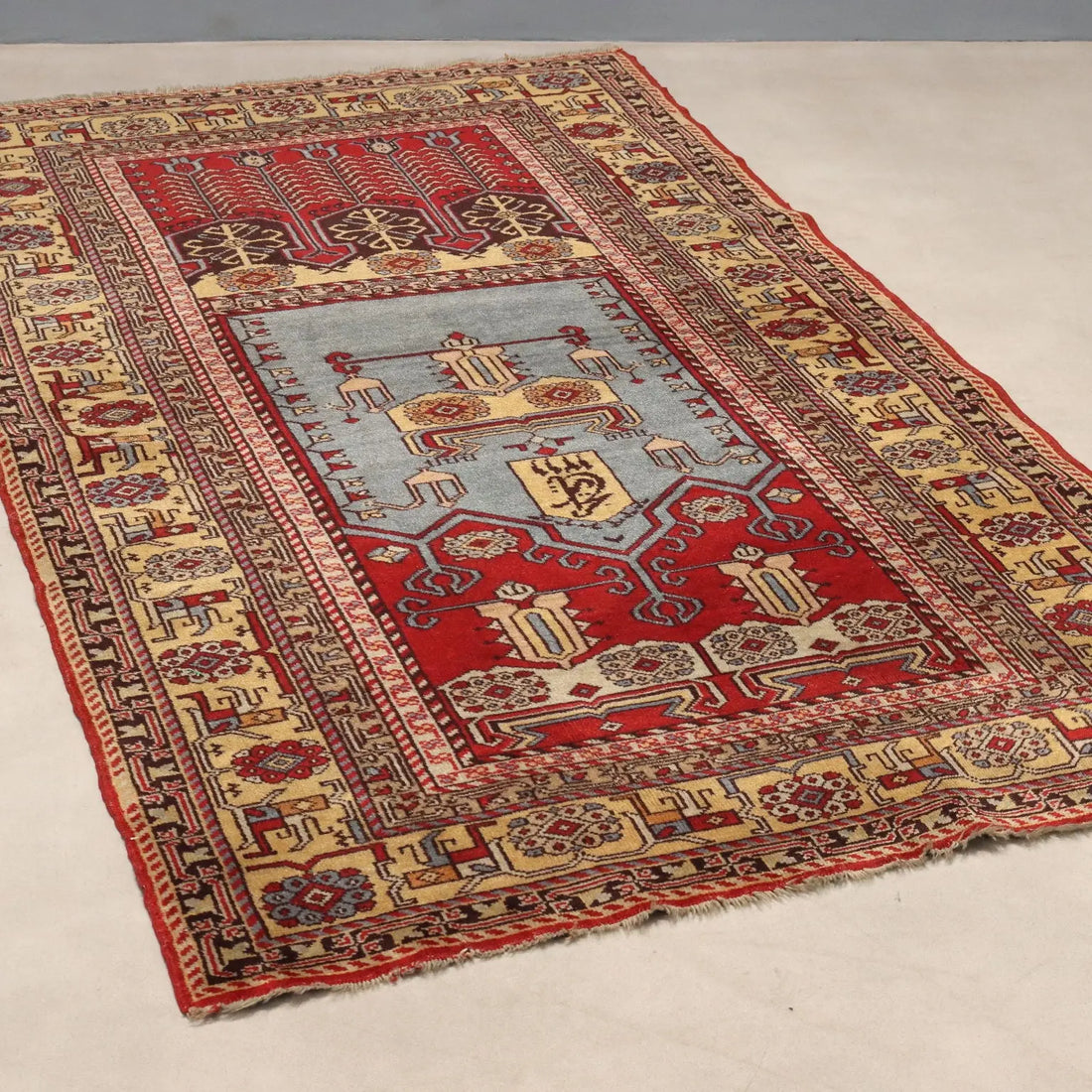 Antique Shirwan Carpet Cotton Wool Thin Knot Azerbaijan 75 x 43 In