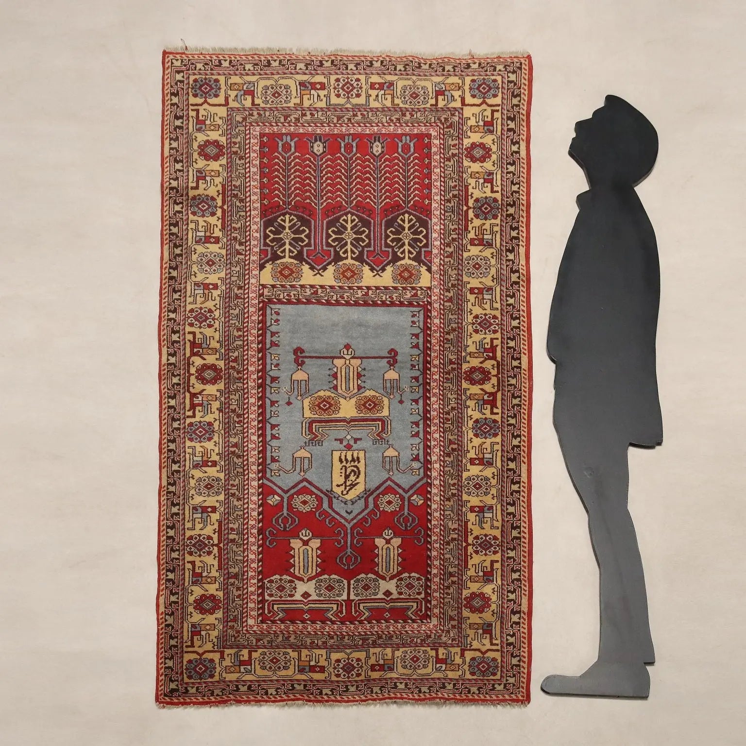 Antique Shirwan Carpet Cotton Wool Thin Knot Azerbaijan 75 x 43 In