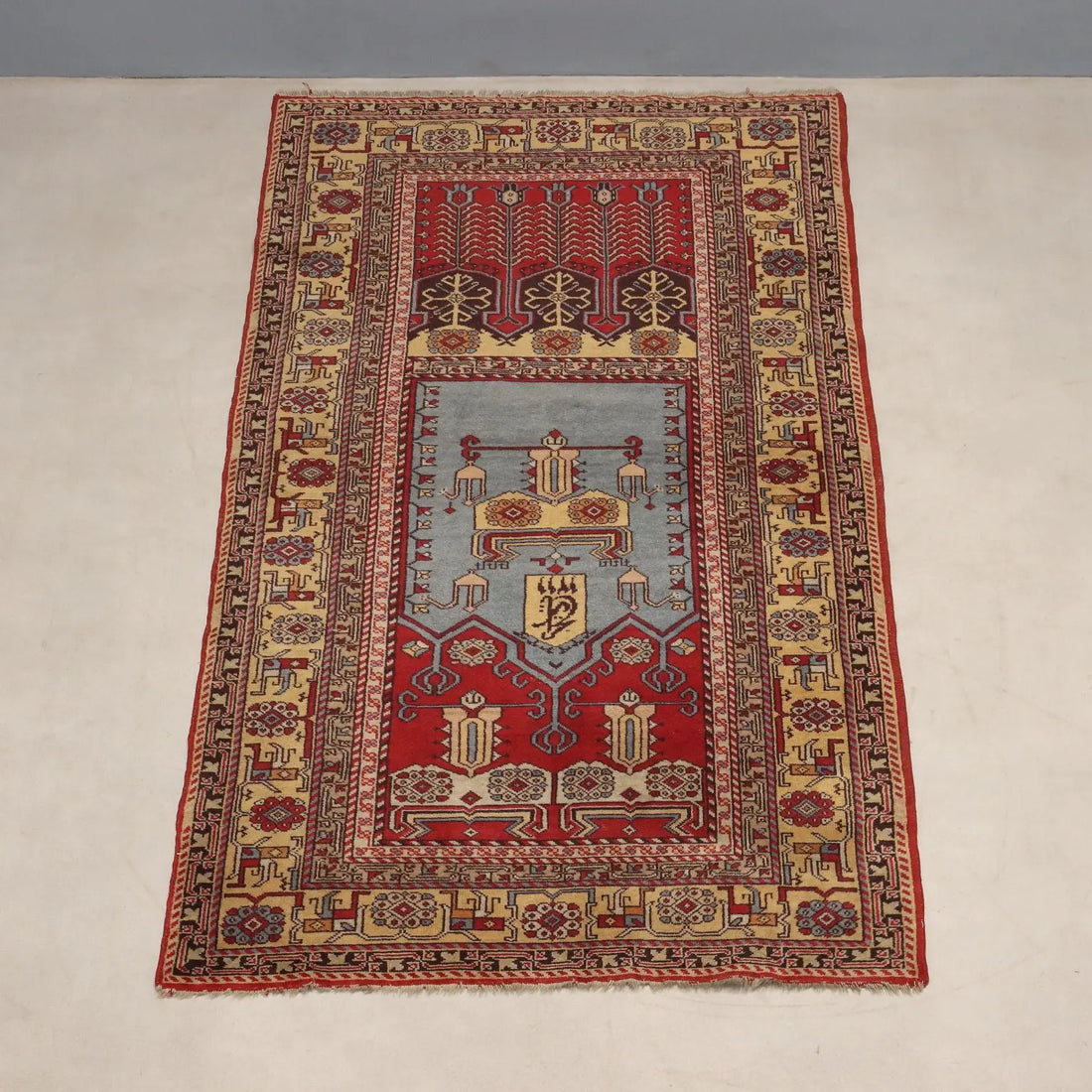 Antique Shirwan Carpet Cotton Wool Thin Knot Azerbaijan 75 x 43 In