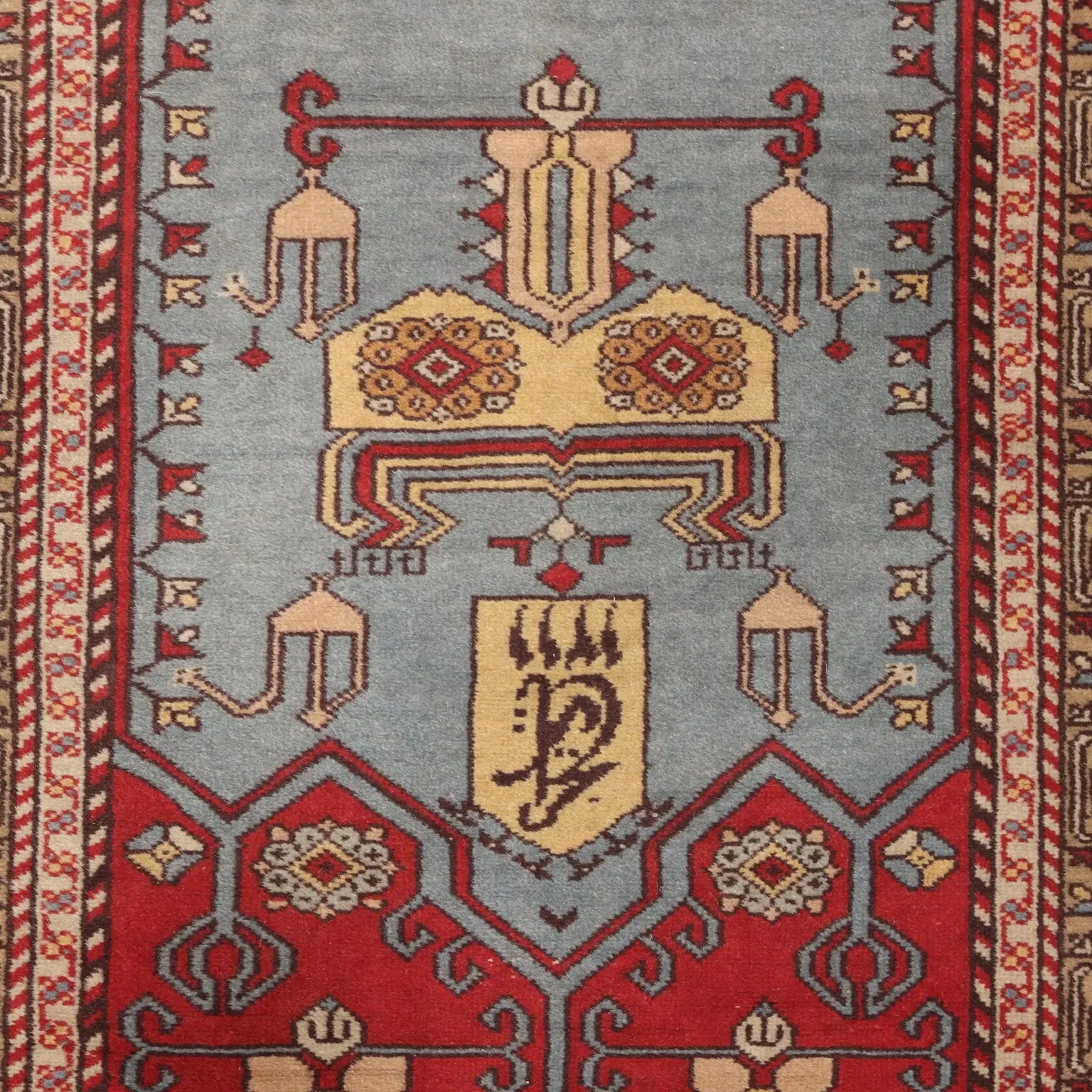 Antique Shirwan Carpet Cotton Wool Thin Knot Azerbaijan 75 x 43 In