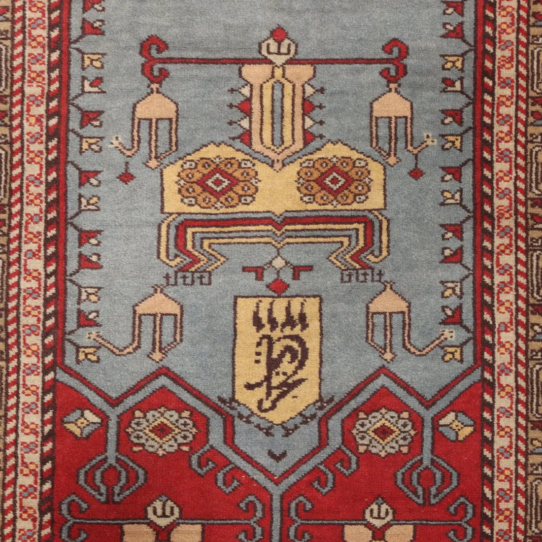 Antique Shirwan Carpet Cotton Wool Thin Knot Azerbaijan 75 x 43 In