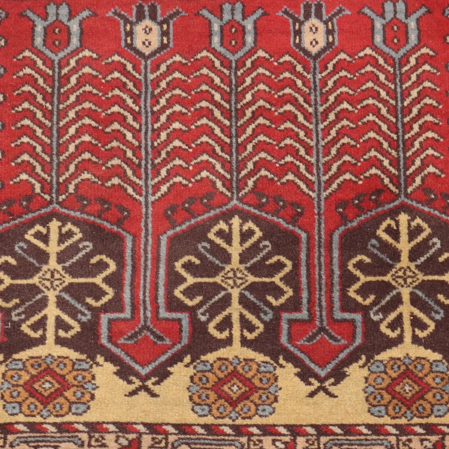 Antique Shirwan Carpet Cotton Wool Thin Knot Azerbaijan 75 x 43 In