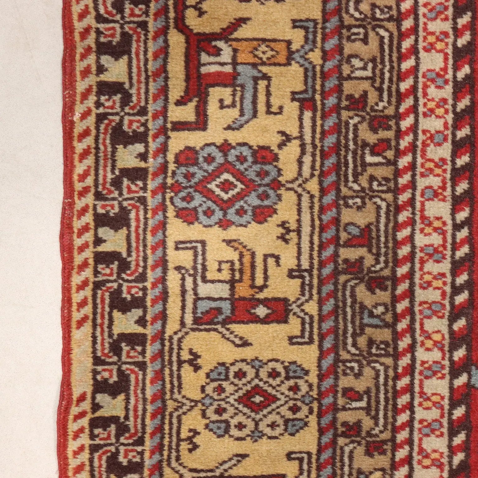 Antique Shirwan Carpet Cotton Wool Thin Knot Azerbaijan 75 x 43 In