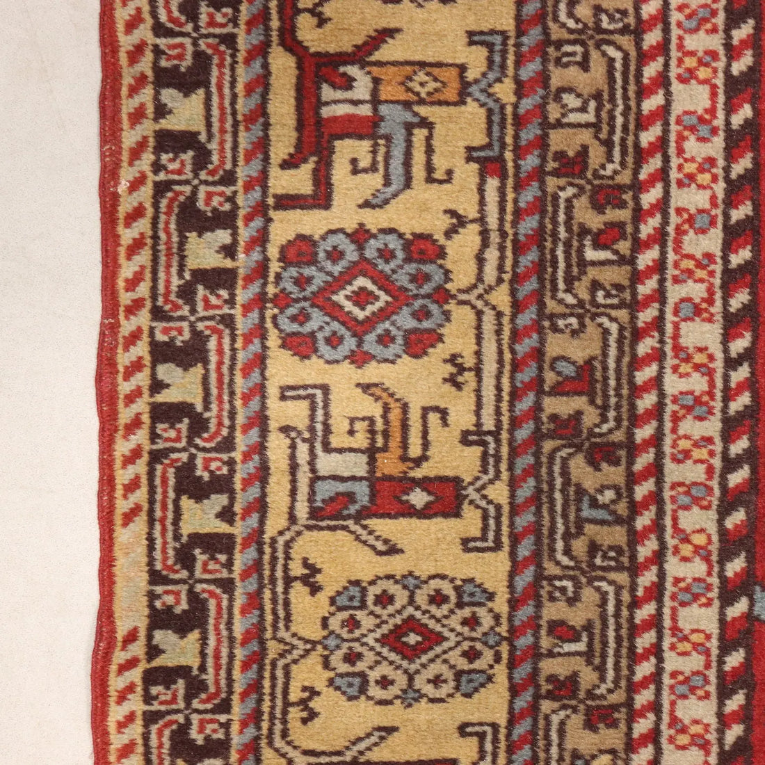 Antique Shirwan Carpet Cotton Wool Thin Knot Azerbaijan 75 x 43 In