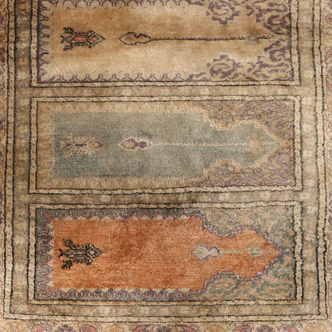Antique Kayseri Carpet Cotton Wool Thin Knot Turkey 53 x 34 In