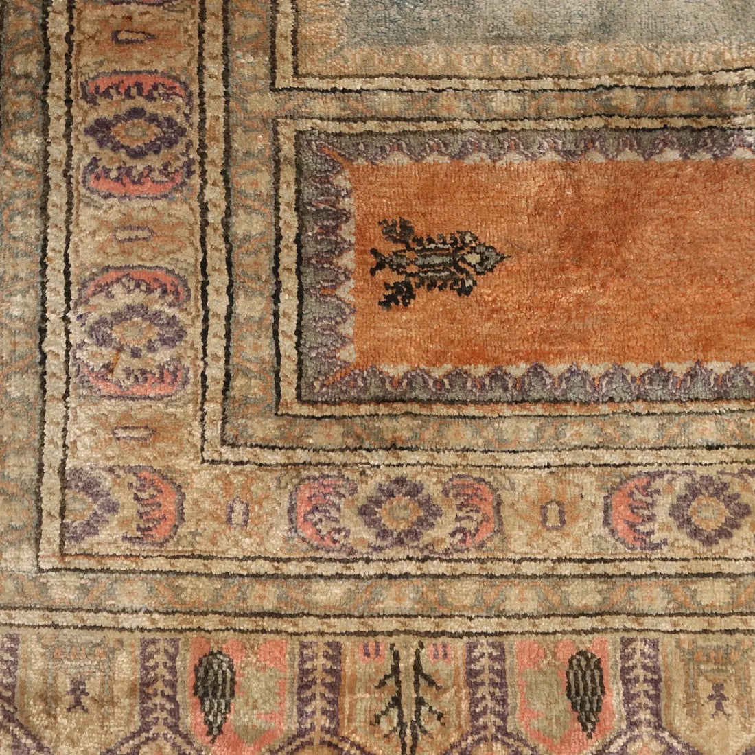 Antique Kayseri Carpet Cotton Wool Thin Knot Turkey 53 x 34 In