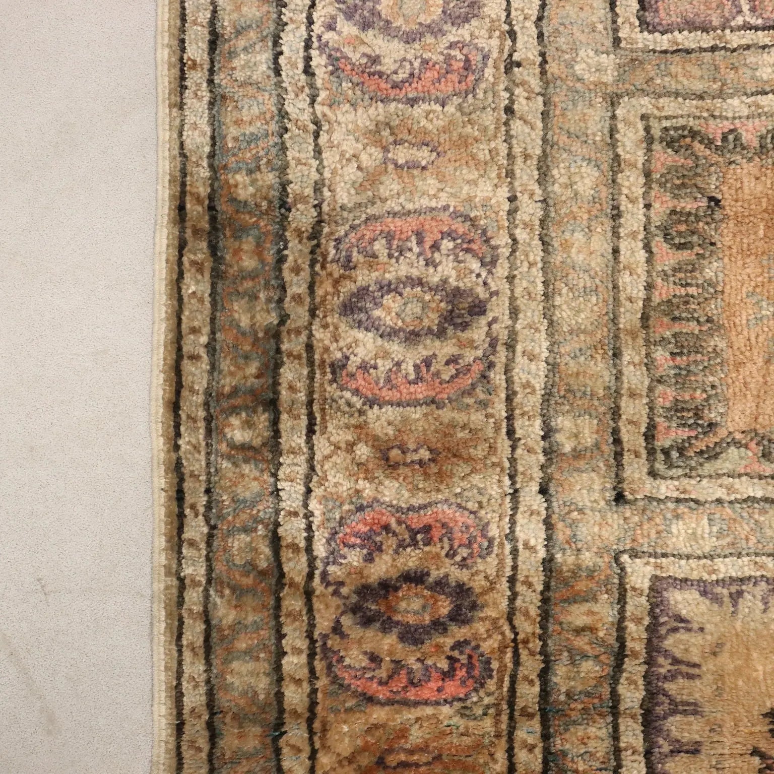 Antique Kayseri Carpet Cotton Wool Thin Knot Turkey 53 x 34 In