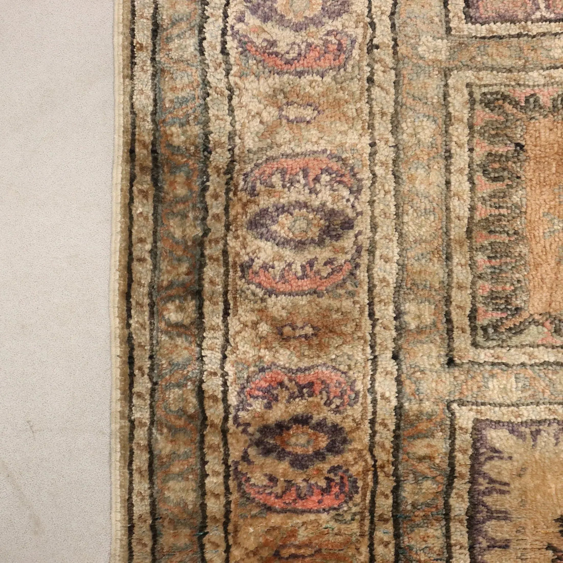 Antique Kayseri Carpet Cotton Wool Thin Knot Turkey 53 x 34 In