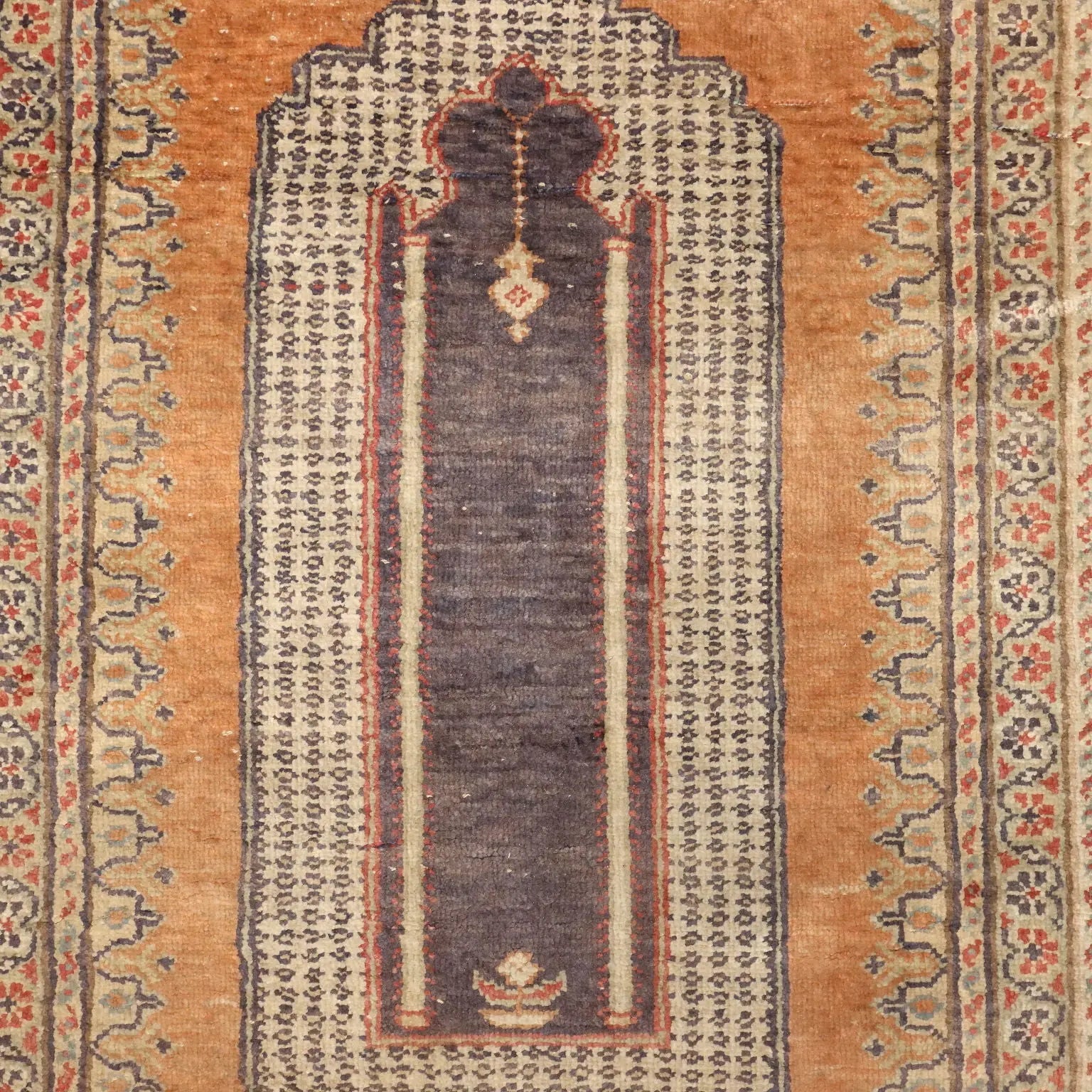 Antique Kayseri Carpet Cotton Wool Thin Knot Turkey 53 x 35 In